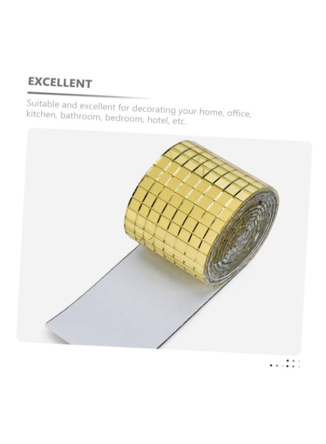 الواحة-TH لفة ملصقات جدارية زجاجية مربعة ذاتية اللصق، ملصقات بلاط فسيفساء زجاجي عاكس لتزيين المنزل يدويًا، مادة مرآة ذهبية، لفة واحدة 5 مم × 120 سم - Image 3